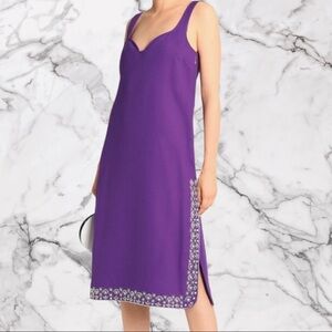 New ROCHAS Bead-embellished crepe dress purple